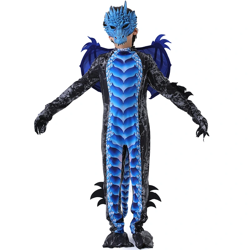 Costume completo da drago per la festa di Halloween a scuola con coda staccabile